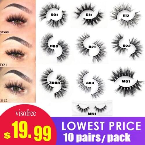 10Pair/Pack Visofree Eyelashes Reusable 3D Mink Hair False Eyelashes Natural Thick Long Eye Lashes Makeup Beauty Extension Tools