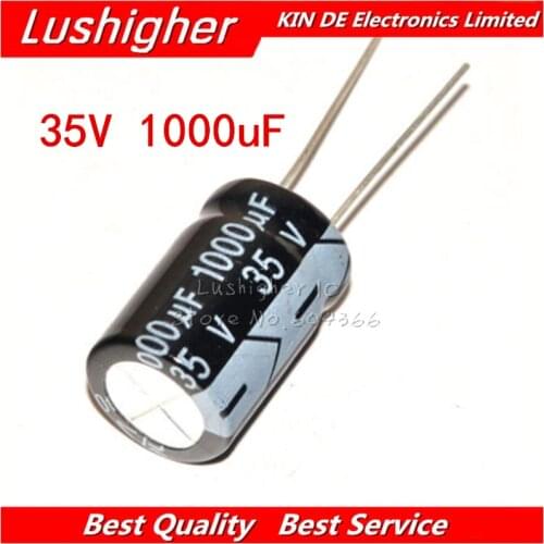 10PCS 35V1000UF 13*21mm 1000UF 35V 13x21 mm Aluminum Electrolytic Capacitor DIP