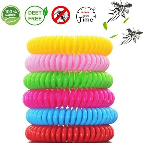 10pcs Natural Safe Mosquito Repellent Bracelet Waterproof Spiral Wrist Band Outdoor Indoor Insect Protection Baby Pest Control