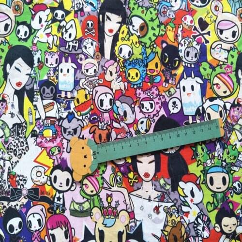 145cm Width Japanese Cartoon Unicorn Cotton Fabric for Girl Clothes Hometextile Curtain Cushion Cover DIY Sewing