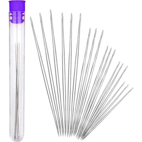 18 Pcs Beading Needles, 6 Sizes Seed Beads Needles Big Eye Beading Needles Collapsible Beading Needles Set for Jewelry