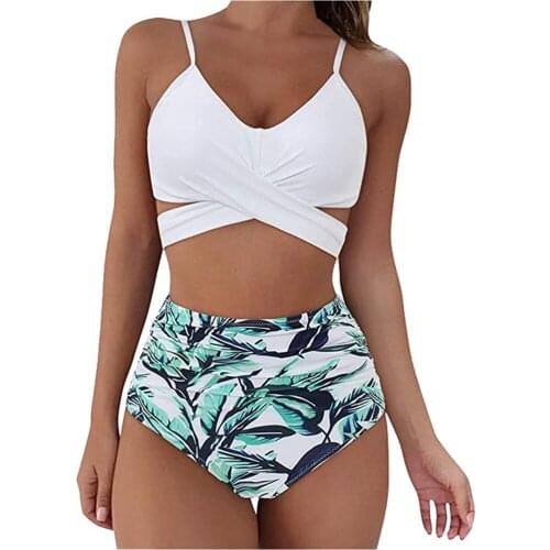 2pcs Sexy Women Summer Swimwear Bikini Set Bra Women Print Bikini Set Push Up Bathing Swimwear High Waist Swimsuit