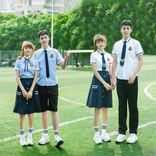 2021 Spring Summer Plus Size New High School Uniform Korean Preppy Style Short Sleeve Shirt Skirts Suit JK Uniform Fashion