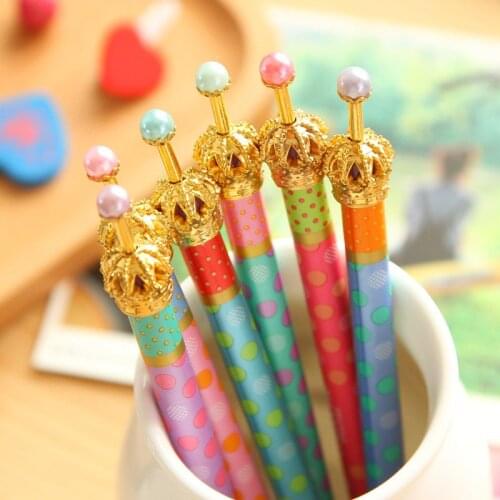 3pcs w16 Crown Stationery Dot Stripe Writing for w17 Kids Creative Cute 5002 Metal Mechanical Pencil