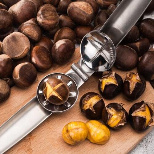 304 Stainless Steel 2 In 1 Quick Chestnut Clip Walnut Pliers Metal Nut Cracker Sheller Nut Opener Kitchen Tools Cutter Gadgets