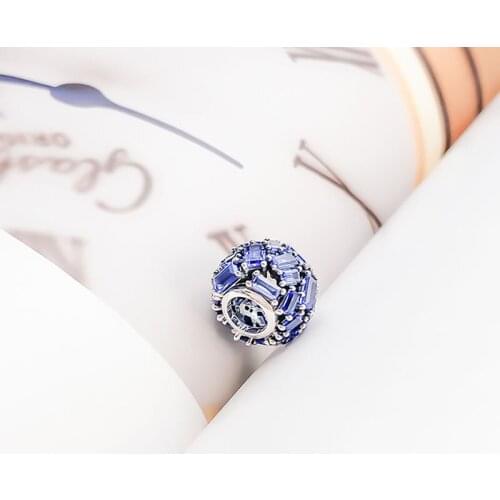 Authentic 925 Sterling Silver Bead Creative Elegant Blue Ice Crystal Beads Fit Original Pandora Bracelet For Women Diy Jewelry