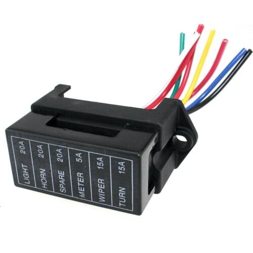 6 Way DC32V Circuit Car Trailer Blade Fuse Box ATC ATO 2-input 6-ouput Wire