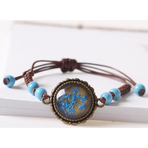New Dried Flowers Starry Bracelet for Women Fashion Hand-woven Adjustable Ceramic Bracelets Ornaments Girls Jewelry Accessories