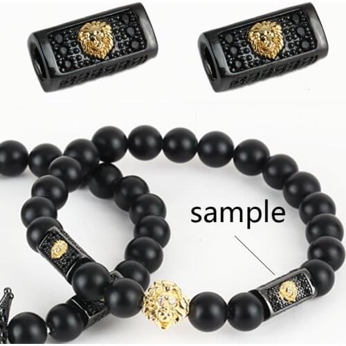 Lion Spacer Beads for Jewelry Making Supplies Gold Tube Cylinder Needlework Beads Diy BraceletCopper Zircon Wholesale Lots Bulk