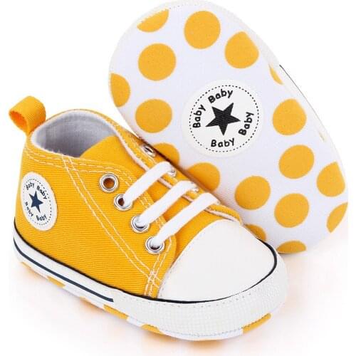 0-2 Baby Shoes Boy Girl Star Sneaker Cotton Soft Anti-Slip Sole Newborn Infant First Walkers Toddler Casual Canvas Crib Shoes