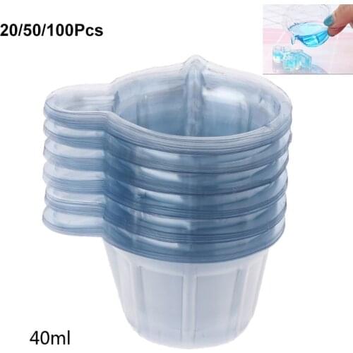 20/50/100Pcs 40ML Plastic Disposable Cups Dispenser For DIY Epoxy Resin Jewelry Making Tool