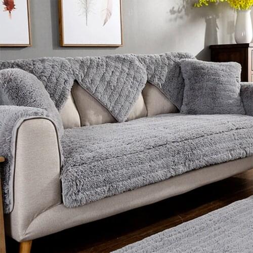 Sofa Cushion Non-slip Sofa Cover Four Seasons Universal Sofa Towel Plush Couch Covers For 1/2/3-seater Sofas for Living Room