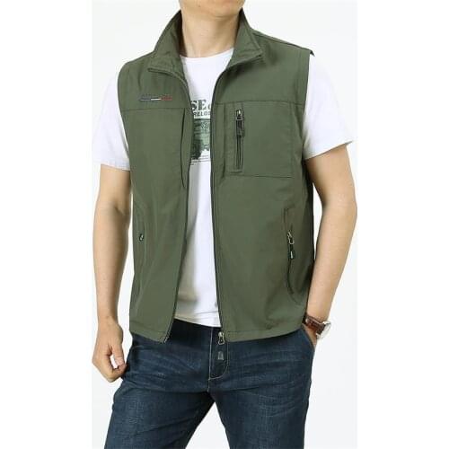 Mens Vest Outdoor Hiking Fishing Quick-dry Sleeveless Jacket Multi-pockets Light-weight Functional Tactical Waistcoat SizeM-6XL