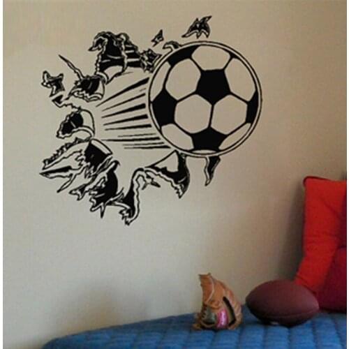 Ebay Hot Selling Soccer Busting Ball Football 2-SIZE Vinyl Wall Stickers For Kids Rooms Home Decor Sport Boy Bedroom Art