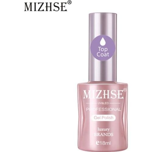 MIZHSE Gel Nail Polish 18ml Base Coat Top Coat UV LED No Wipe Top Coat Transparent Primer Soak Off Pure Color Nail Gel Lacquer