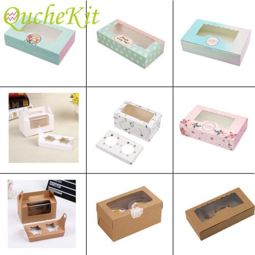 10 Pcs Paper Gift Box With Window Wedding Party Pink Rose Wreath Kraft Paper Cake Box Food Packaging Boxes Valentines Day Gift