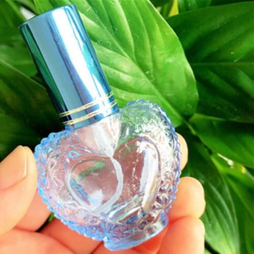 Colorful Atomizer Refillable Spray Bottle Container 8ML Empty Travel Bottle Fashion Heart Shaped Glass Perfume Vials 25pcs/lot