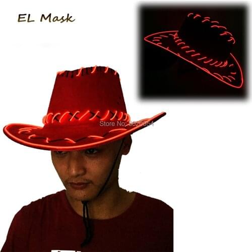 Cool Western Cowboy Flashing Hats Glowing Party Decorative Lighting Cap Women Men Adult EL Wire LED Cowboy Hats