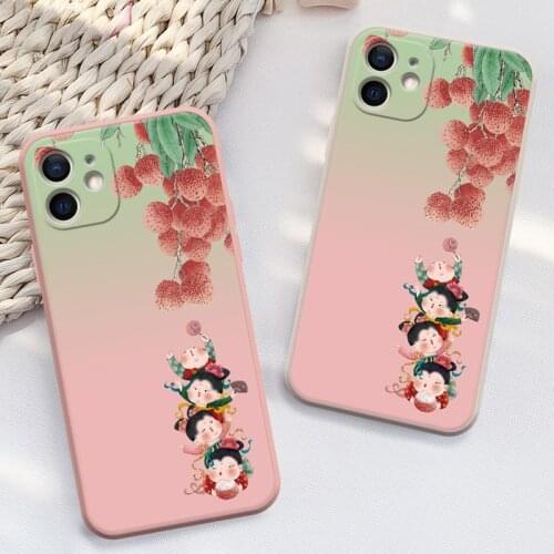 Cute kid Phone Case For iPhone X XS XR 11 12 Pro MAX 6 7 8Plus Capa Back Covers Personality Liquid Silica Gel Phone Cases
