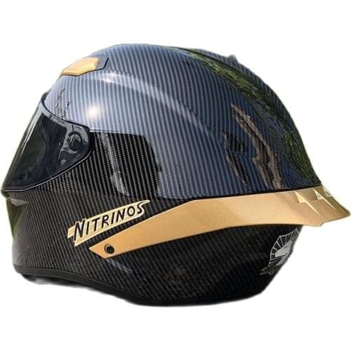 Black Carbon Fibre Full Face Motorcycle Helmet GOLDEN COLOR Helmet Riding Motocross Racing Motobike Helmet