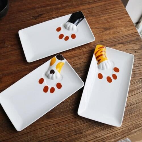 Cartoons Square Plates Porcelain Cute Pro-environment Sushi Plates Serving Platter Tableware Borden Servies Kitchen Tools EK50CP