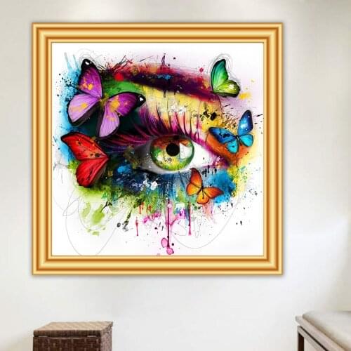5D Diy Diamond Painting Eye Butterfly Cross Stitch Kits Full Drill Square Embroidery Mosaic Art Picture of Rhinestones Gift
