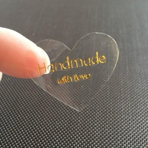 500pcs heart shape Stickers Label Transparent PVC Labels Customize Adhesive Stickers For Gift/wallpaper/box