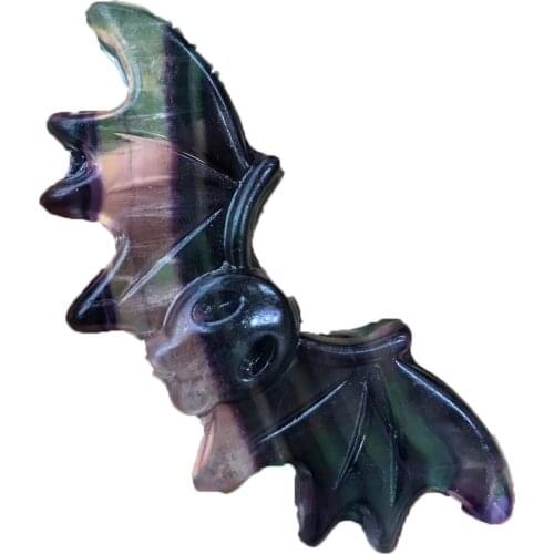 Natural Quartz Fluorite Labradorite Carving Bat Crystal Stone Mineral Gem Reiki Healing Home Decor Gift