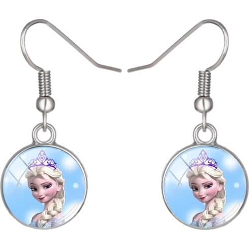 Disney Princess Aisha Pendant Earrings Frozen Pendant Earrings Handmade Glass Cabochon Fashion Exquisite Pendant Earrings