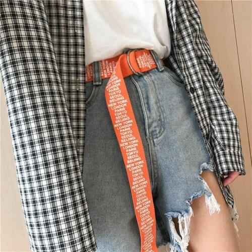 Fashion Letter Printing Canvas Belt Harajuku Men Women Casual Jeans D Ring Buckle Waist Belts Black Red 130Cm Long Waistband Z30