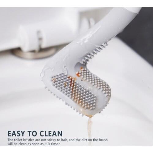 Long Home Handle Toilet Cleaning Brush Silicone Toilet Brushes For Bathroom Toilet Cleaning Brush Bendable Silicone Brush Head