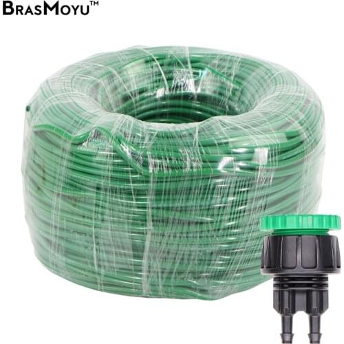 BRADMOYU 5M-80M 4/7mm Hose With 1/2'' 3/4'' Female Thread To 1/4'' Double Barb Connector Sprinker Adapter Coupling Adapter