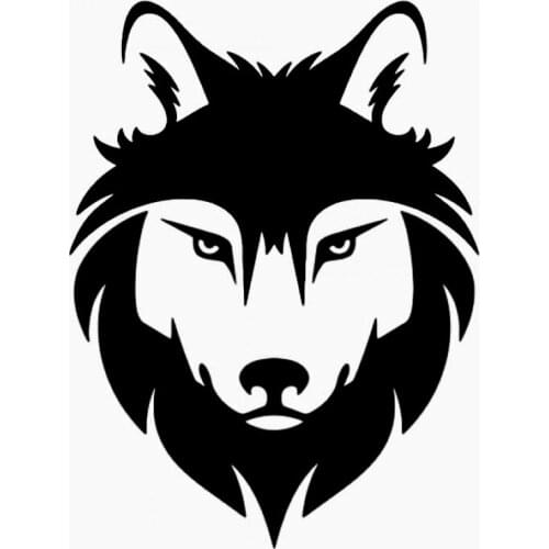 Cute Wolf Head Car Sticker Animal Car Decor Black/silver Waterproof CL565