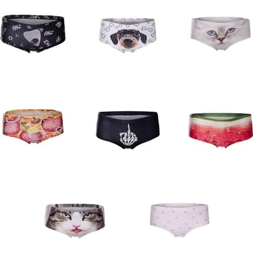 Funny Pattern 3D Briefs Yes Daddy Sexy Words Women Underwear Kitty Puppy Pizza Skeleton Watermelon Female Panties