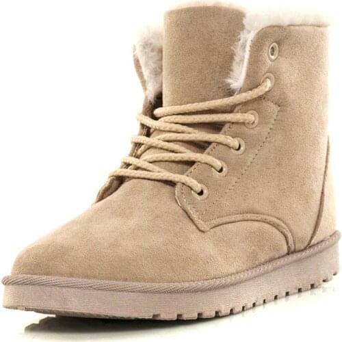 Snow Boots 2019 Classic Flat with Women Winter Boots Warm Fur Plush Insole Ankle Boots Women Shoes Warm Lace-up Shoes