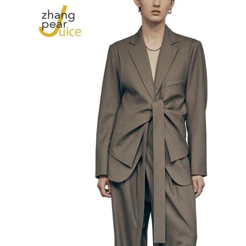 Women Bandage Blazer Lace Up Long Sleeve Elegant Jacket Blazer Fashion Tide Female Blazer Coat