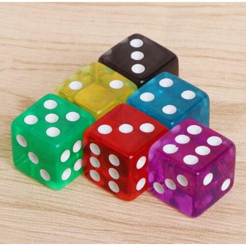 10pcs Six Sided 15mm Transparent Cube Round Corner Portable Table Playing Games