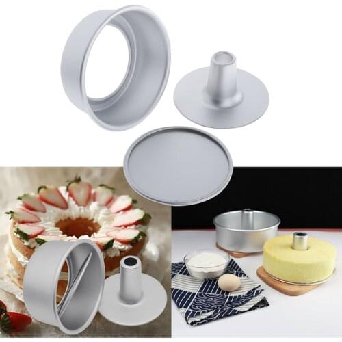 3Pcs/Set Hollow Chiffon Cake Mold Angel Food Cake Pan Baking Mould 4/5/7 Inch Cake Moulding Oven Bake Tools Kit Dish Bakeware