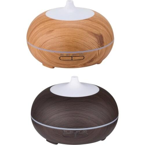 500ml Wood Grain Aroma Diffuser 7 Color Lights Ultrasonic Air Purifier -A