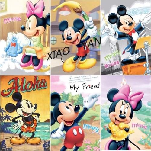 Disney 5D DIY Diamond Painting Mickey Mouse Minnie Mouse Cartoon Full Square/Round Diamond Mosaic Home Decoration Gift Handwork
