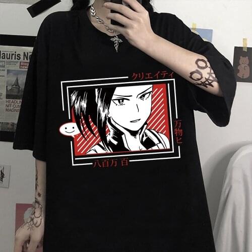 Anime Cartoon T Shirt Men Women Clothes My Hero Academia Streetwear Momo Yaoyorozu Print Loose Tops T-shirt