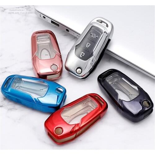 360° Protection TPU Car Key Case For Ford Mondeo Mustang Fusion Kuga Key Cover Anti-wear Transparent Key Shell Car Accessories
