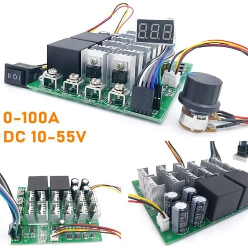 100A 10-55V Digital Display PWM Speed Controller Module Forward Reversal 0~100% Adjustable DC Motor Reversing Direction Switch