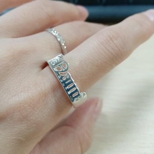 Custom Personalized 3D 925 Solid Silver Name Ring Carved Finger Name Ring For Women Men Punk Style Engagement Wedding Gifts