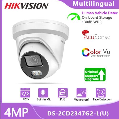 HikVision Color Night Vision Camera DS-2CD2347G2-LU 4MP HD PoE H.265+ AcuSense Built-in Microphone Outdoor Perimeter Protection