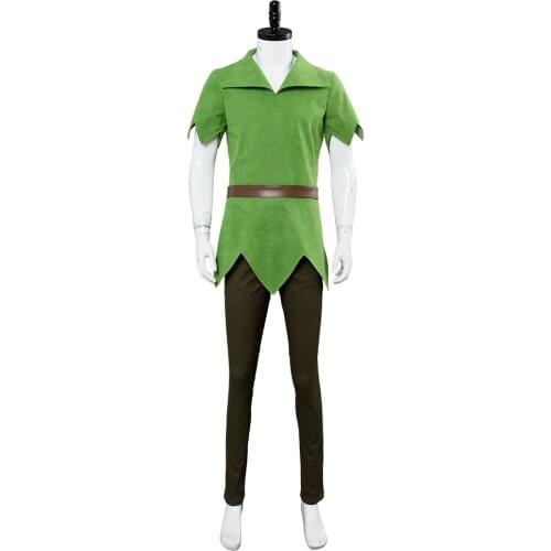 Peter Pan Cosplay Costume Hat Men Suit Adult Halloween Carnival Costume Green Elf Fancy Dress Adult Custom Made