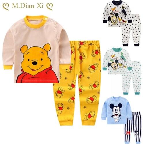Babys Cotton Underwear Set Cartoon Winnie The Pooh Childrens Autumn Clothes Long Sleeve Two-piece Set Baby Boys Girls Clothing