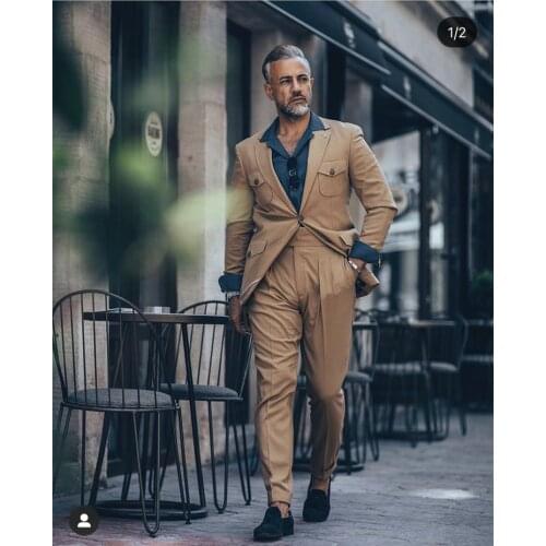 Italian Street Fashion Work Men Suits Costume Homme Wedding Groom Tuxedos Prom Slim Fit Terno Masculino Blazer 2 Pc Jacket+Pants