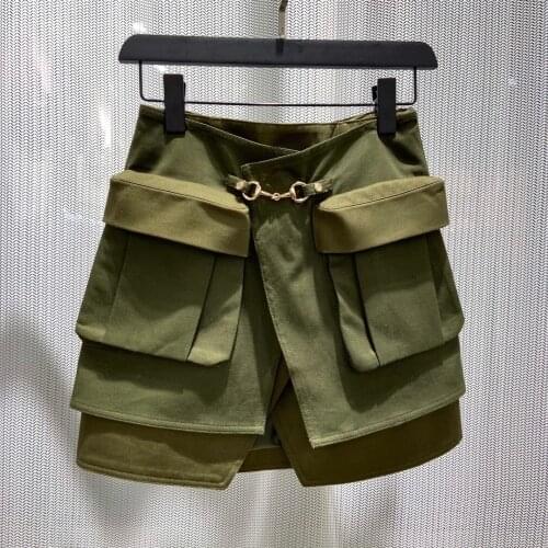 Summer High 2021SS Quality Luxury Women Double Army Green Skirt For Ladies Gdnz 5.30