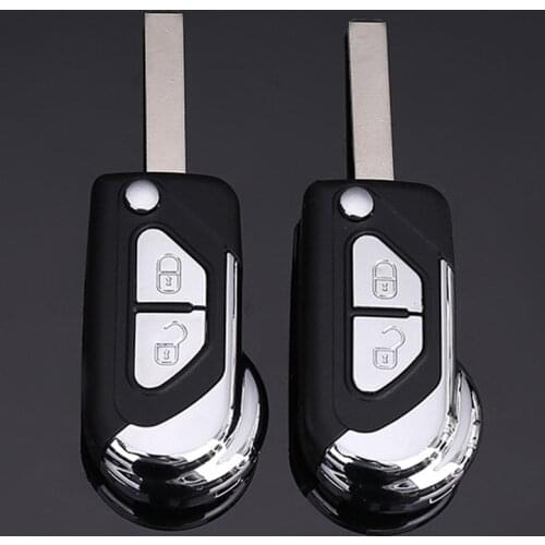 DAKATU Modified 2 Button Folding Flip Remote Car Key Shell Case HU83 Uncut Blade for Peugeot 207 307 308